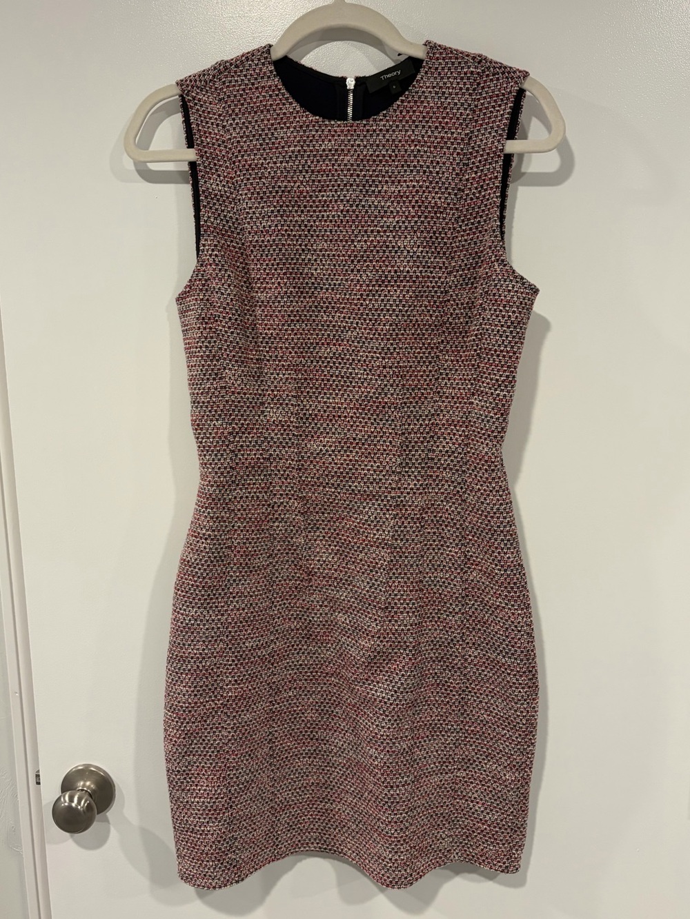 Theory Hourglass Beacon Tweed Sleeveless Sheath Dress size 6